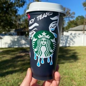 boys tears Starbucks cup